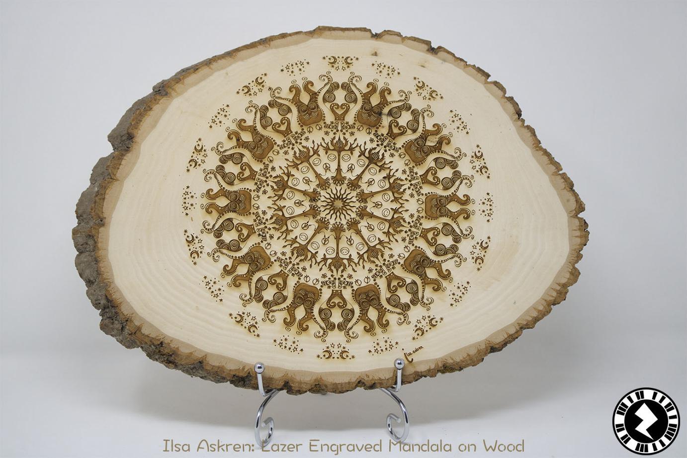 Laser Engraved Mandala on Wood